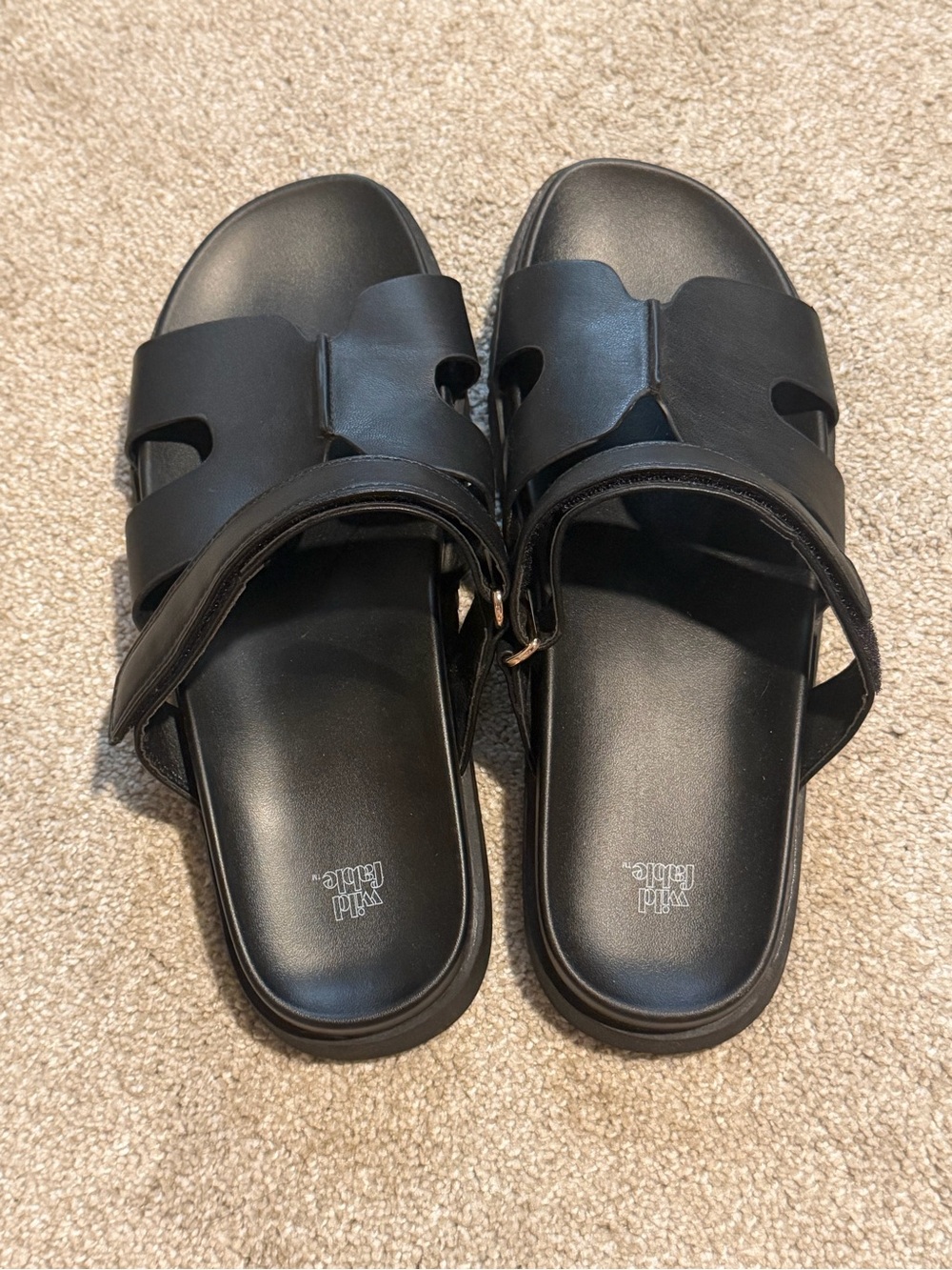 wild fable Black Slide Sandals with Adjustable Strap